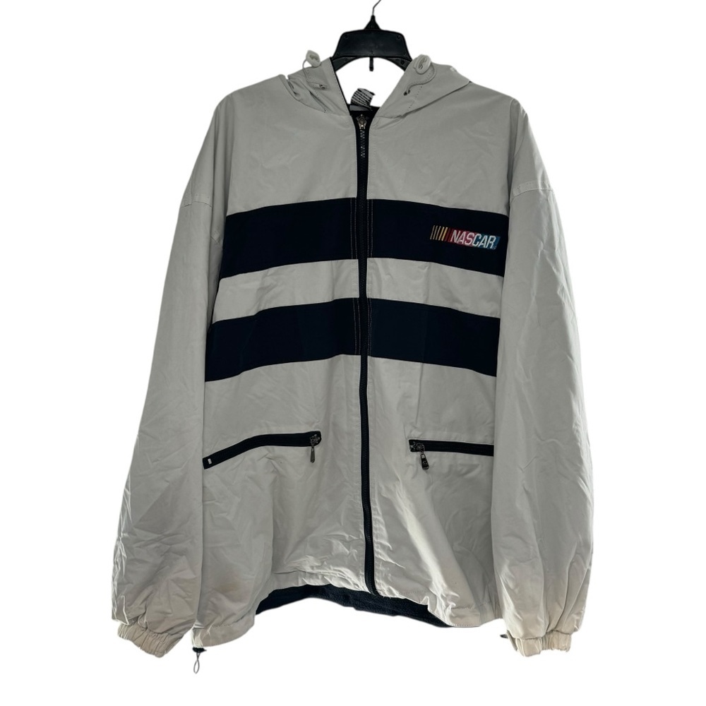 NASCAR vintage fleece lined windbreaker jacket white XXL 90s